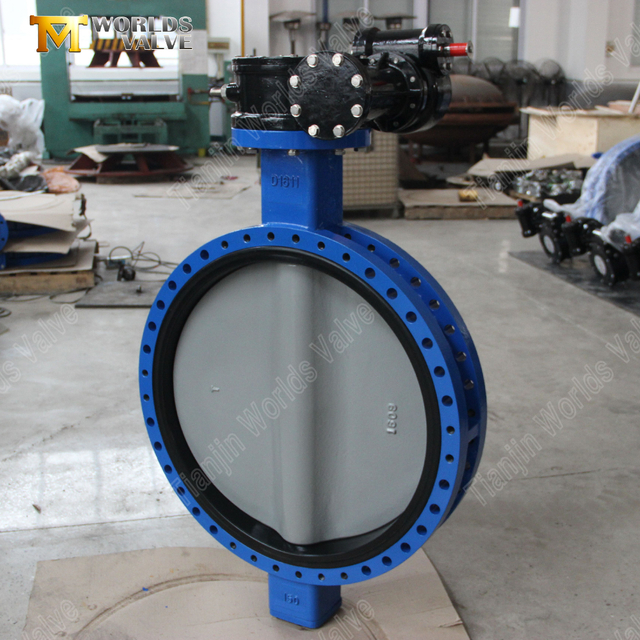 Válvula de mariposa con brida tipo U accionada por engranajes y disco recubierto de nailon