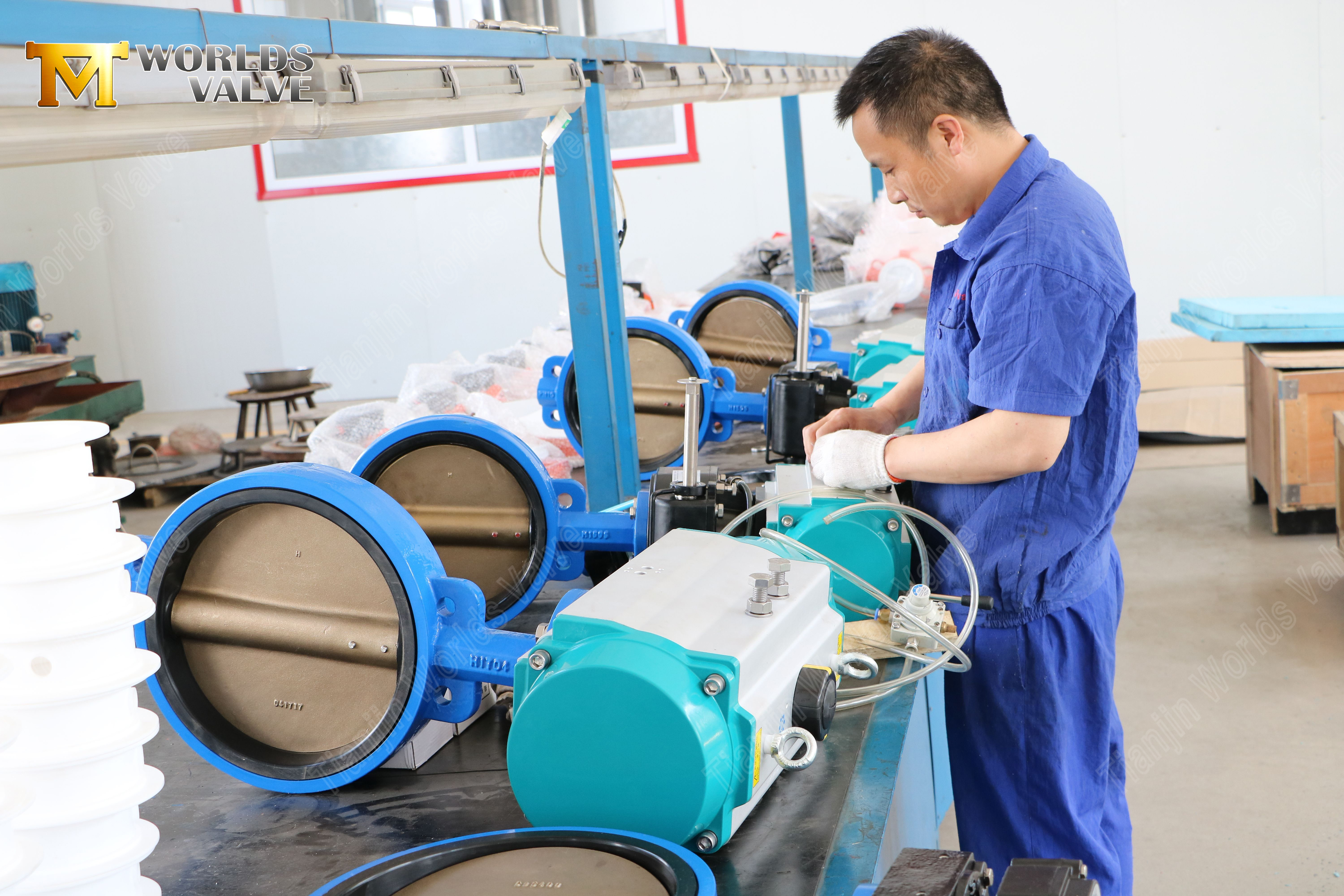 V&aacute;lvula de mariposa neum&aacute;tica tipo oblea con disco de bronce C95400 e interruptor de l&iacute;mite Proveedor OEM de tama&ntilde;o compacto (8)