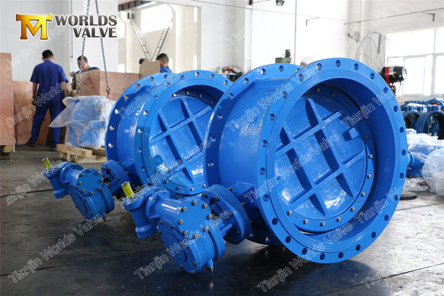 Válvula de mariposa excéntrica / compensada doble de hierro dúctil con sello de goma EN558