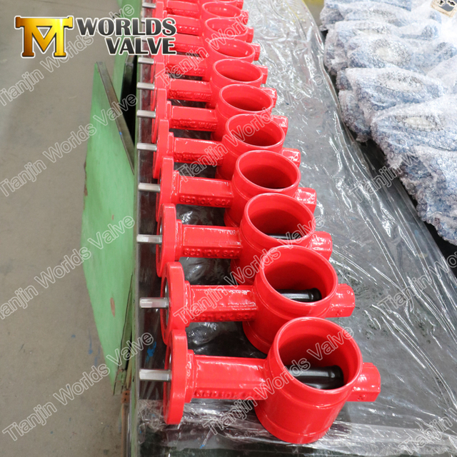 Válvula de mariposa de ranura de disco de revestimiento de caucho EPDM PN10 PN16