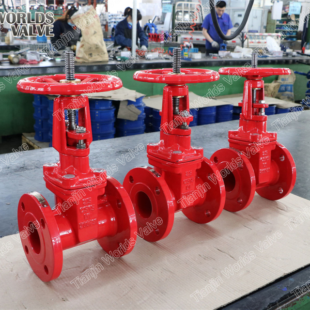 Válvula de compuerta de cuña de goma de arrabio con vástago ascendente para baja presión