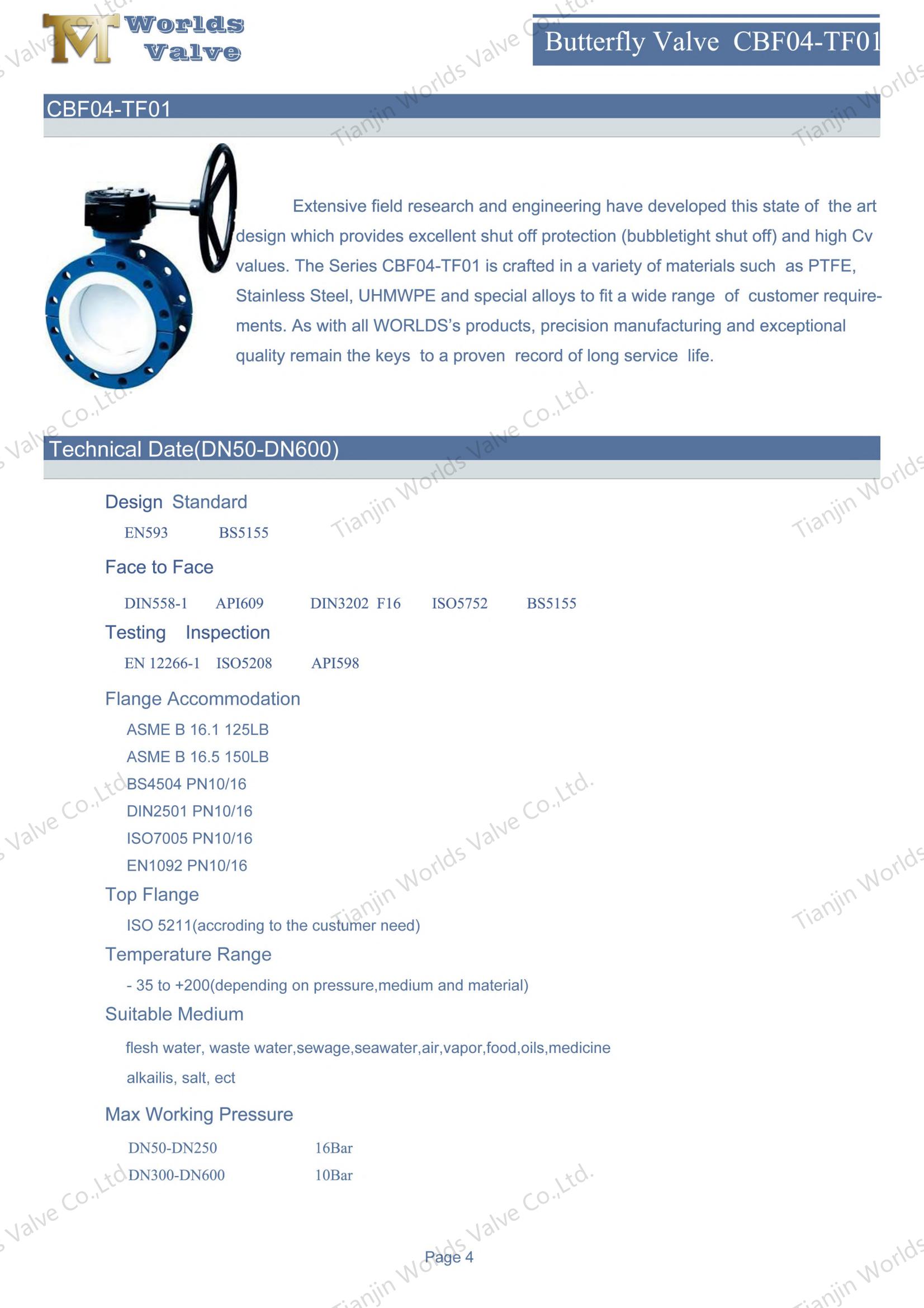 Equipo de gusano V&aacute;lvulas de mariposa PTFE con doble brida (1)