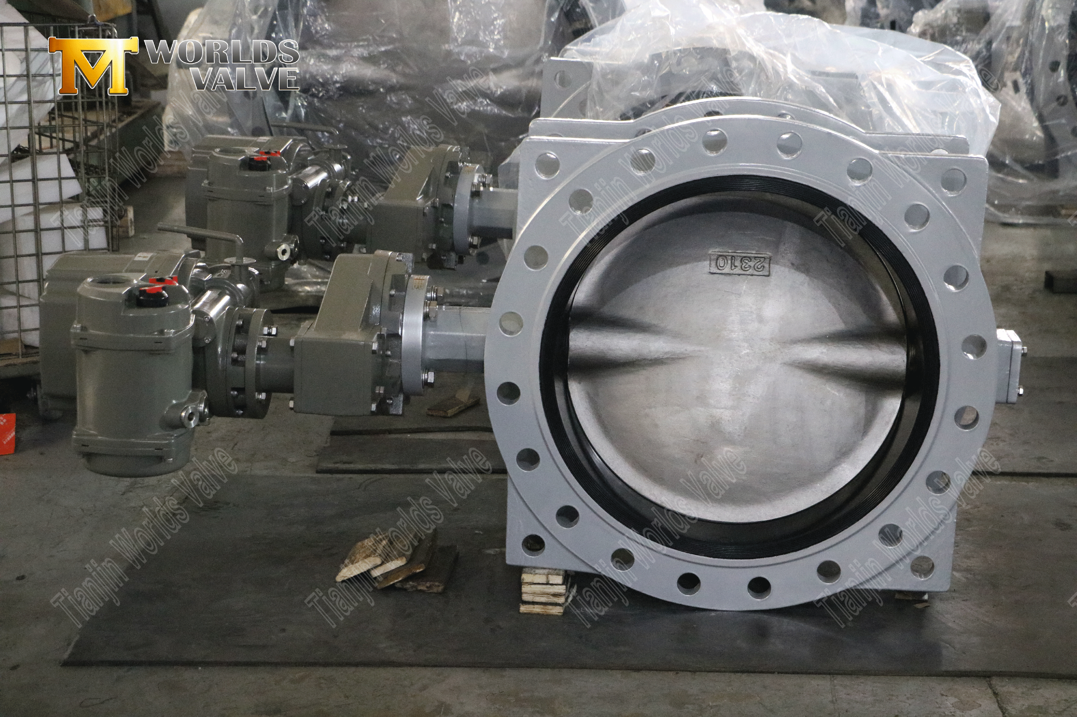 V&aacute;lvulas de mariposa motorizadas: v&aacute;lvula de mariposa de brida doble con actuador el&eacute;ctrico (2)