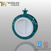 PTFE CUBIERTA DOBLE BRIDE BLANCE Válvula de mariposa Dos piezas Cuerpo, API609 / EN558 Serie 13, PN10 PN16 Clase 150, JIS 10K, CE ISO9001, Cuerpo de hierro dúctil, Disco de PTFE y asiento, alto rendimiento