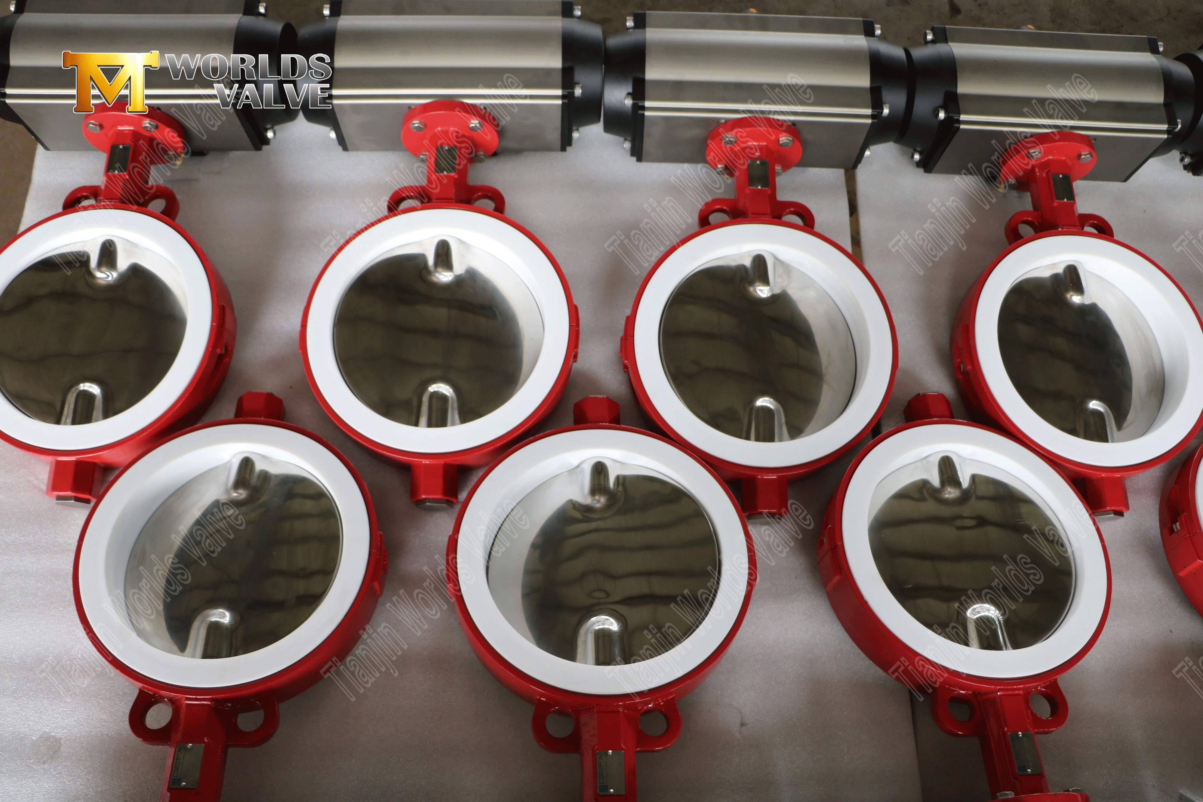 V&aacute;lvula de mariposa revestida de PTFE con disco pulido y actuador neum&aacute;tico-1 (9)