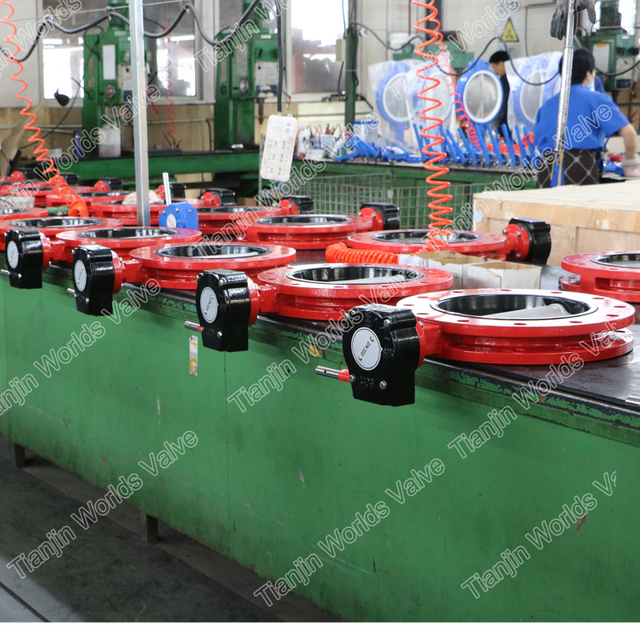 Línea concéntrica Válvula de mariposa unida vulcanizada FBE Doble brida U Sección