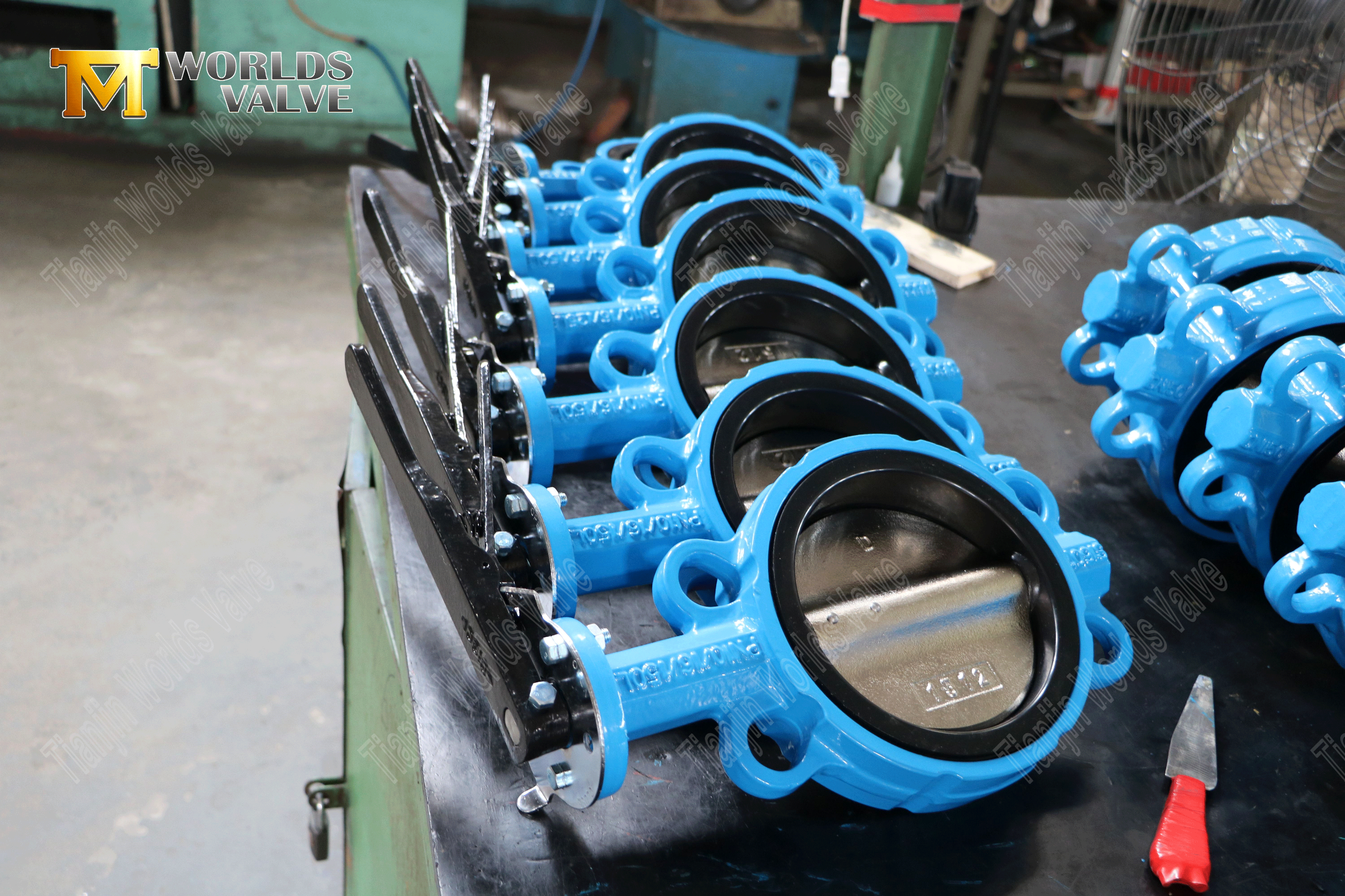 V&aacute;lvulas de mariposa de obleas operadas por engranaje de gusano con forrado de goma (4)