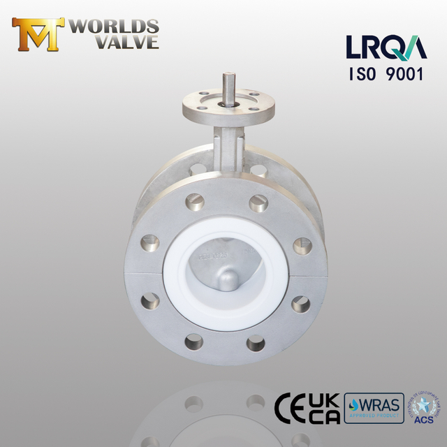 Asiento ptfe y disco de acero inoxidable válvulas de mariposa con bridas