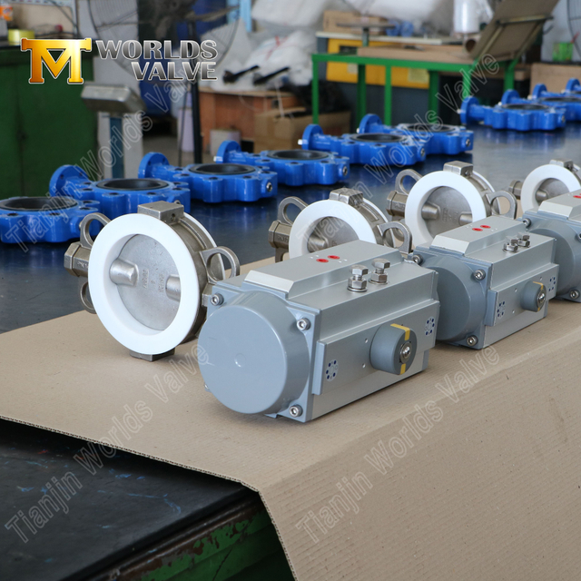Válvula de mariposa SS forrada de cuerpo dividido con actuación neumática | Resistencia a la corrosión superior y eficiencia de mantenimiento