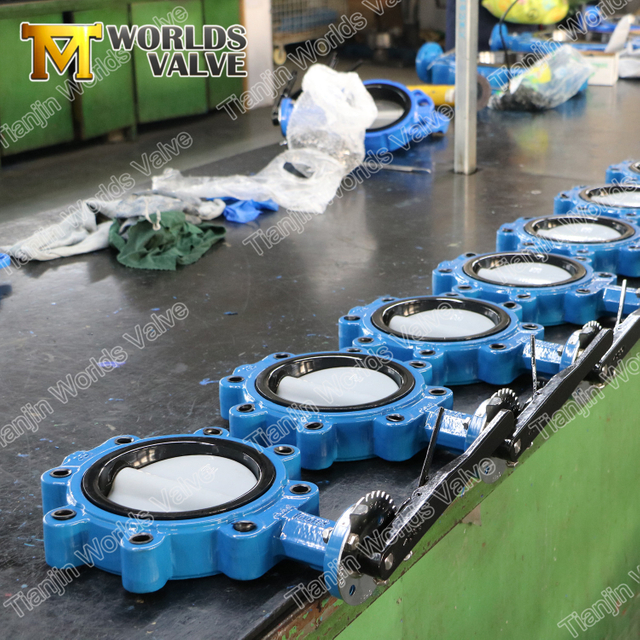 Válvula de mariposa con recubrimiento de nylon con recubierto y tapped mariposa PN10 PN16 CL125 CL150 JIS10K JIS5K