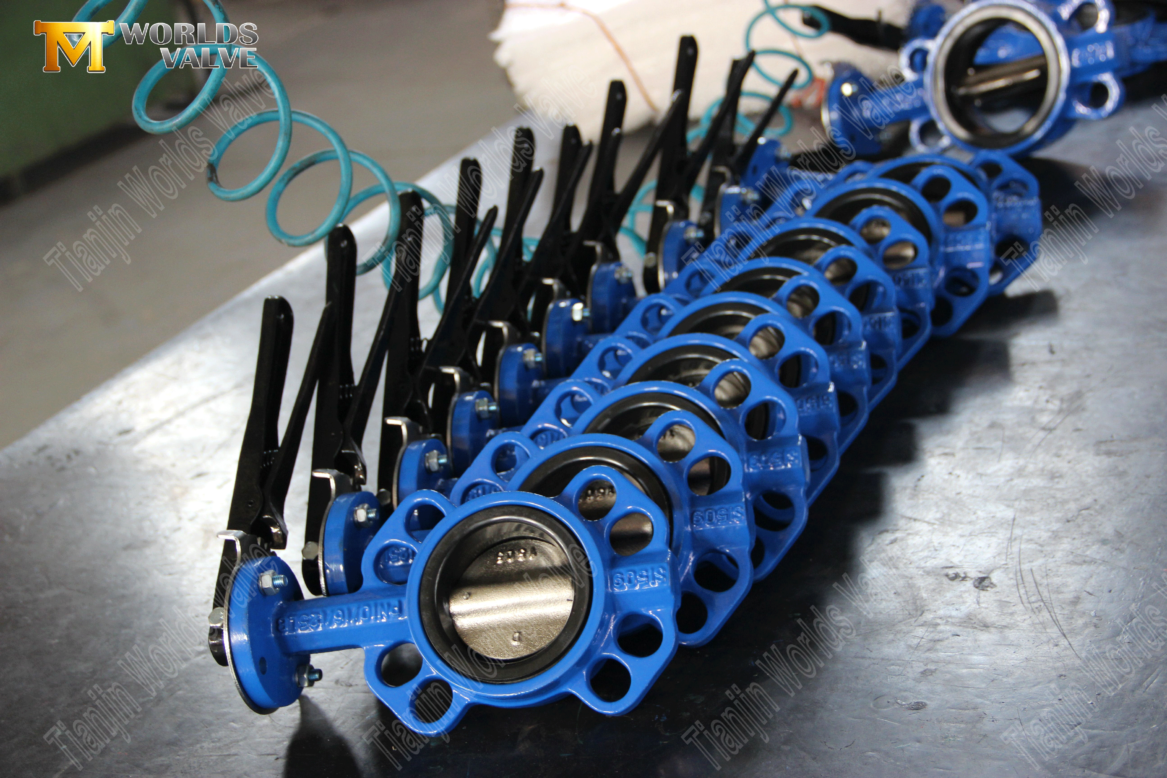 V&aacute;lvulas de mariposa de obleas operadas por engranaje de gusano con forrado de goma (10)