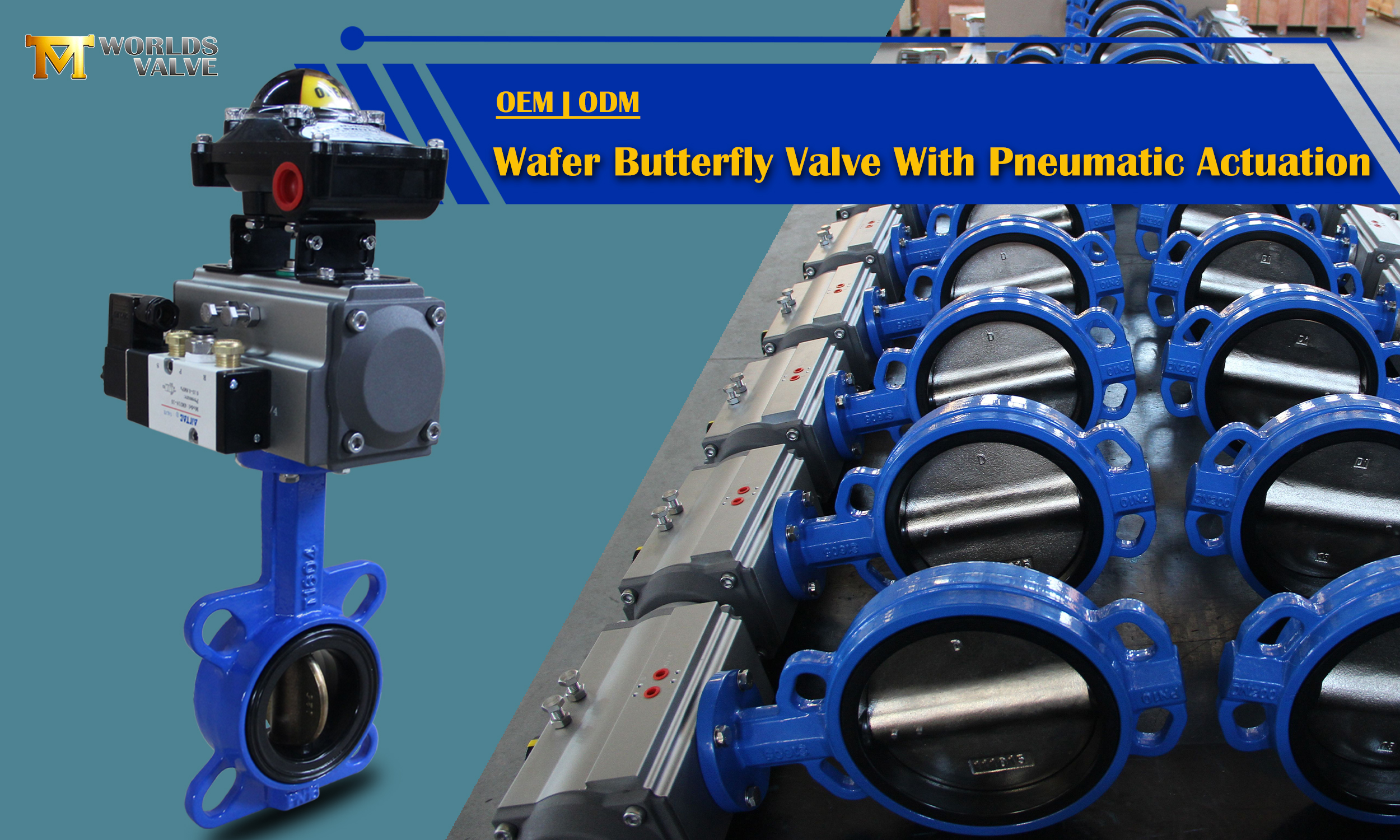 Válvulas de mariposa de oblea de control neumático con interruptor limitado