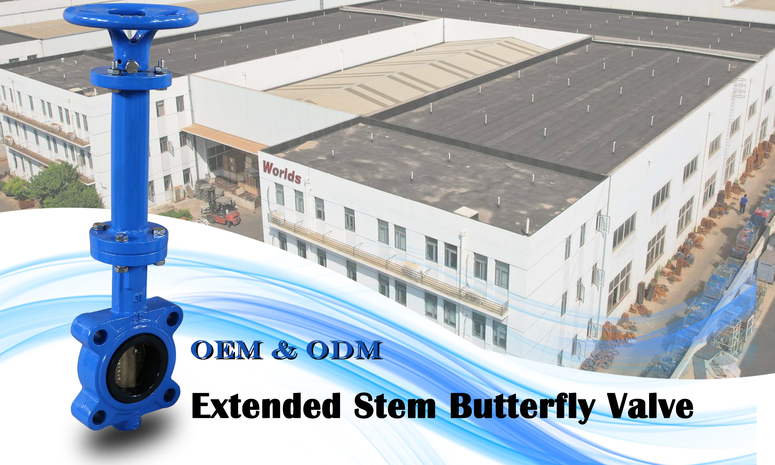 Válvula de mariposa de disco Al-Bronze de estilo Lug con tallo extendido