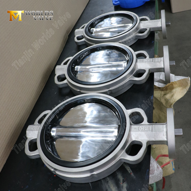 Válvula de mariposa tipo wafer de acero inoxidable con asiento trasero duro y disco de pulido | Solución para altas temperaturas con asiento metálico