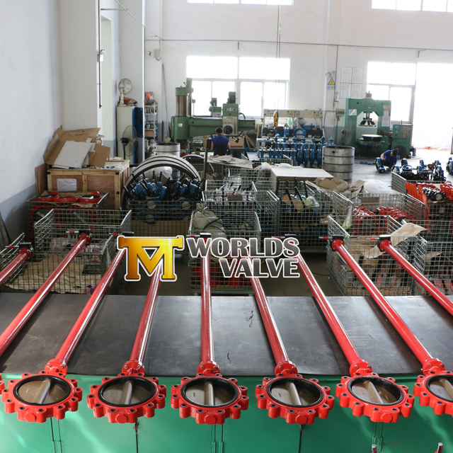 Válvula de mariposa de tipo tallo largo y tallado con forro de goma