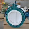 Válvula de mariposa de PTFE con bridas de dos piezas DN600 con cuerpo WCB y accionamiento por engranaje
