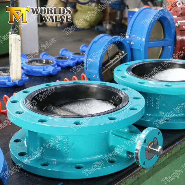 Válvula de mariposa de doble brida con asiento vulcanizado