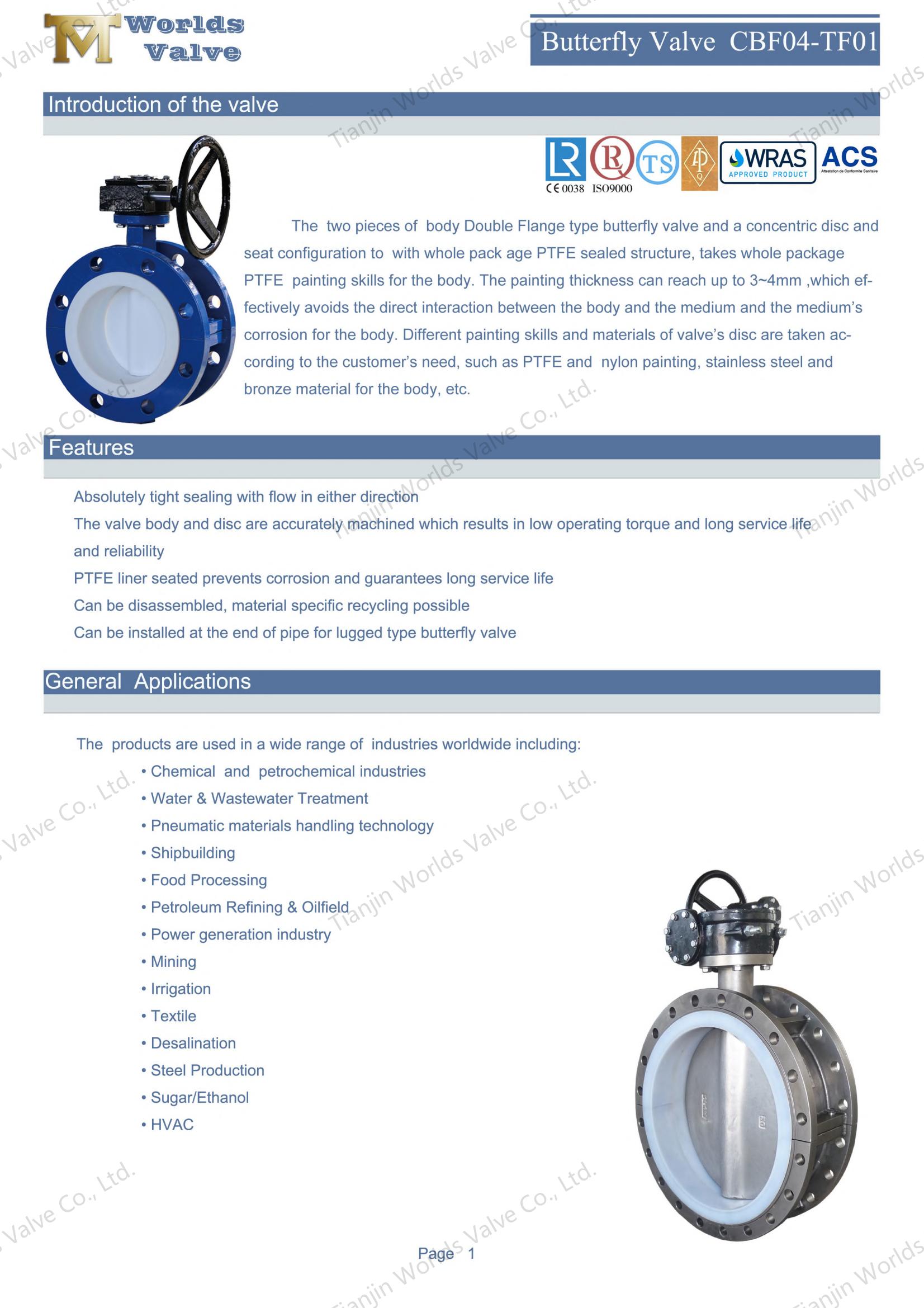 Asiento PTFE y v&aacute;lvulas de mariposa con brida de disco de acero inoxidable (8)
