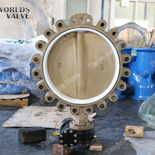 Asiento de PTFE C954 C958 C955 Válvula de mariposa concéntrica de disco y cuerpo de bronce de aluminio