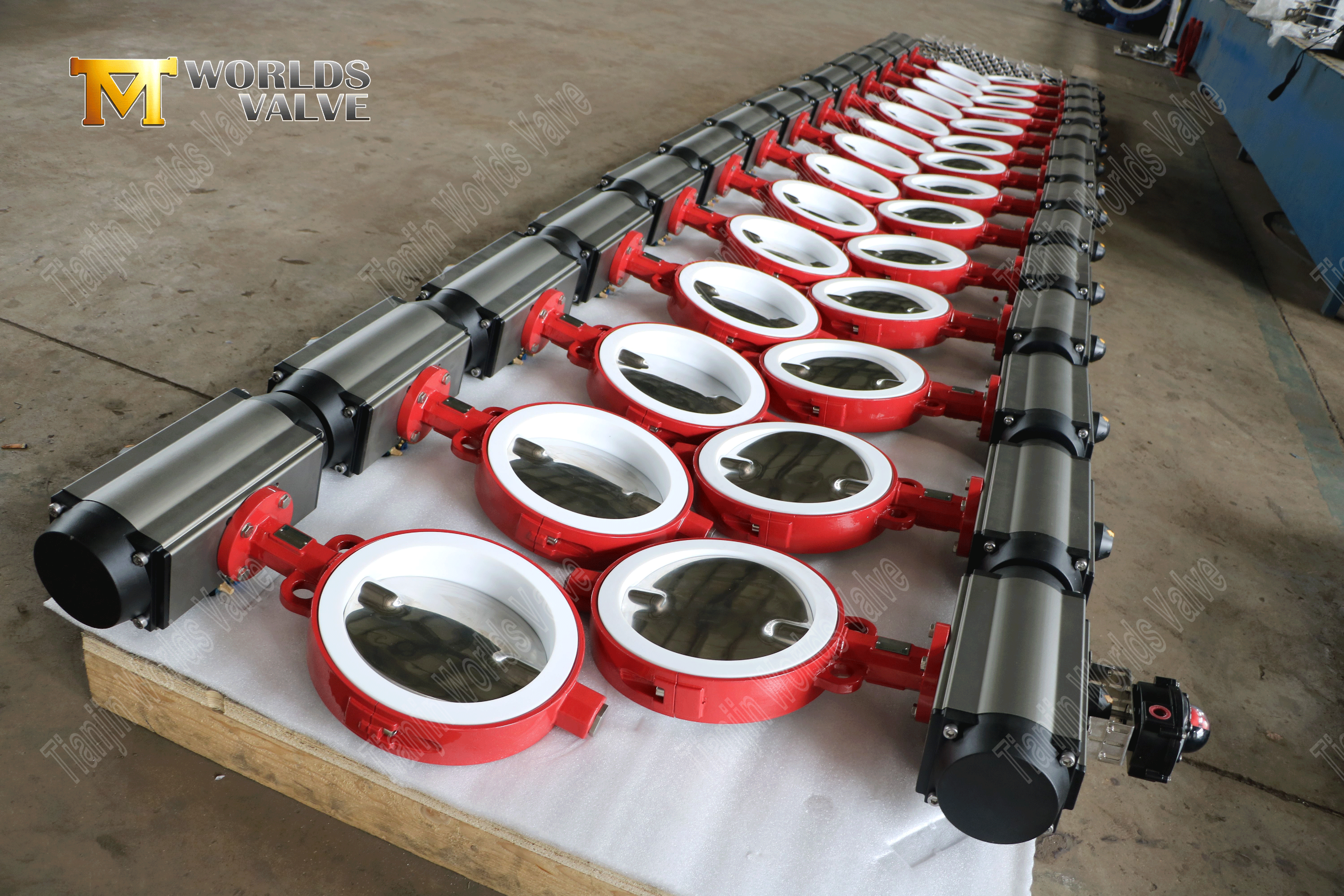 V&aacute;lvula de mariposa revestida de PTFE con disco pulido y actuador neum&aacute;tico-1 (7)