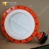 Válvula de mariposa de PTFE con bridas de dos piezas DN600 con cuerpo WCB y accionamiento por engranaje